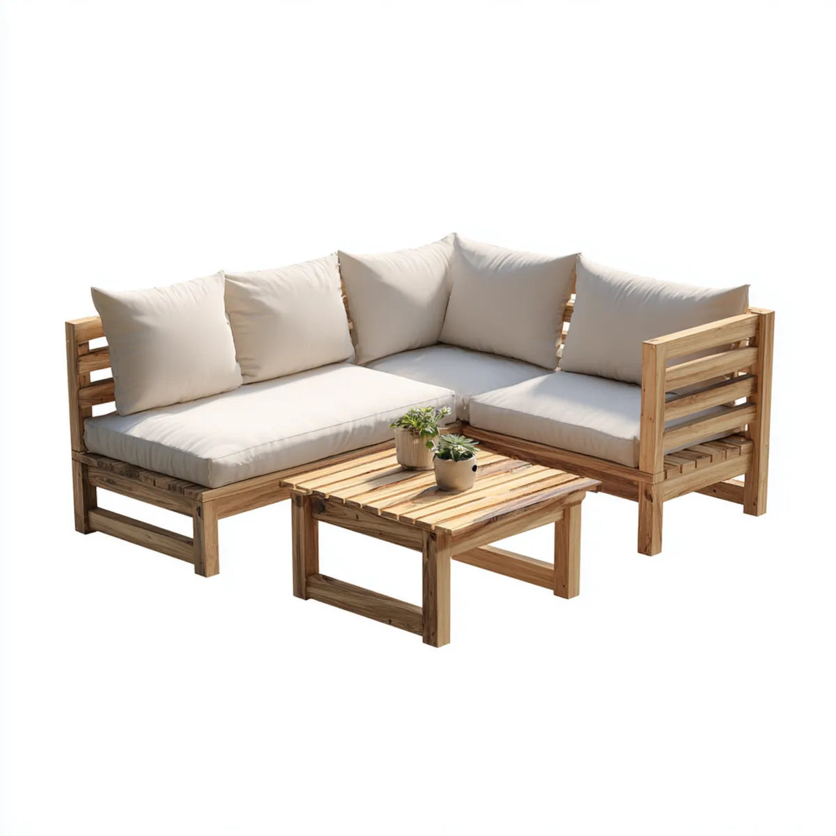 Sofa ogrodowa, 3 części narożnik meble ogrodowe w litej acacia 180 x 180 cm