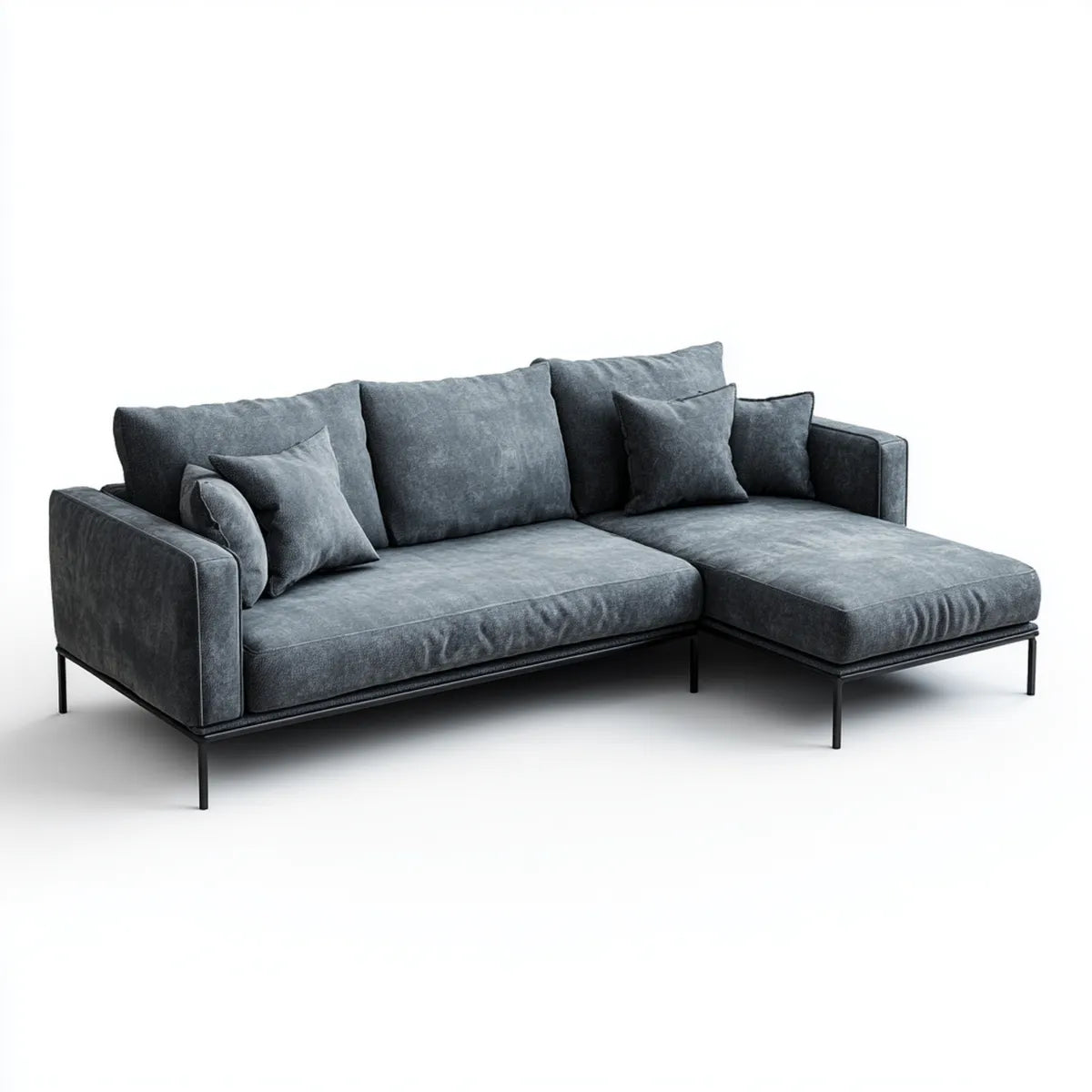 Sofa, Kanapa narożna z ciemnoszarym zwrotnikiem 250 x 160 x 85 cm ze stali poliestrowej o kształcie litery L