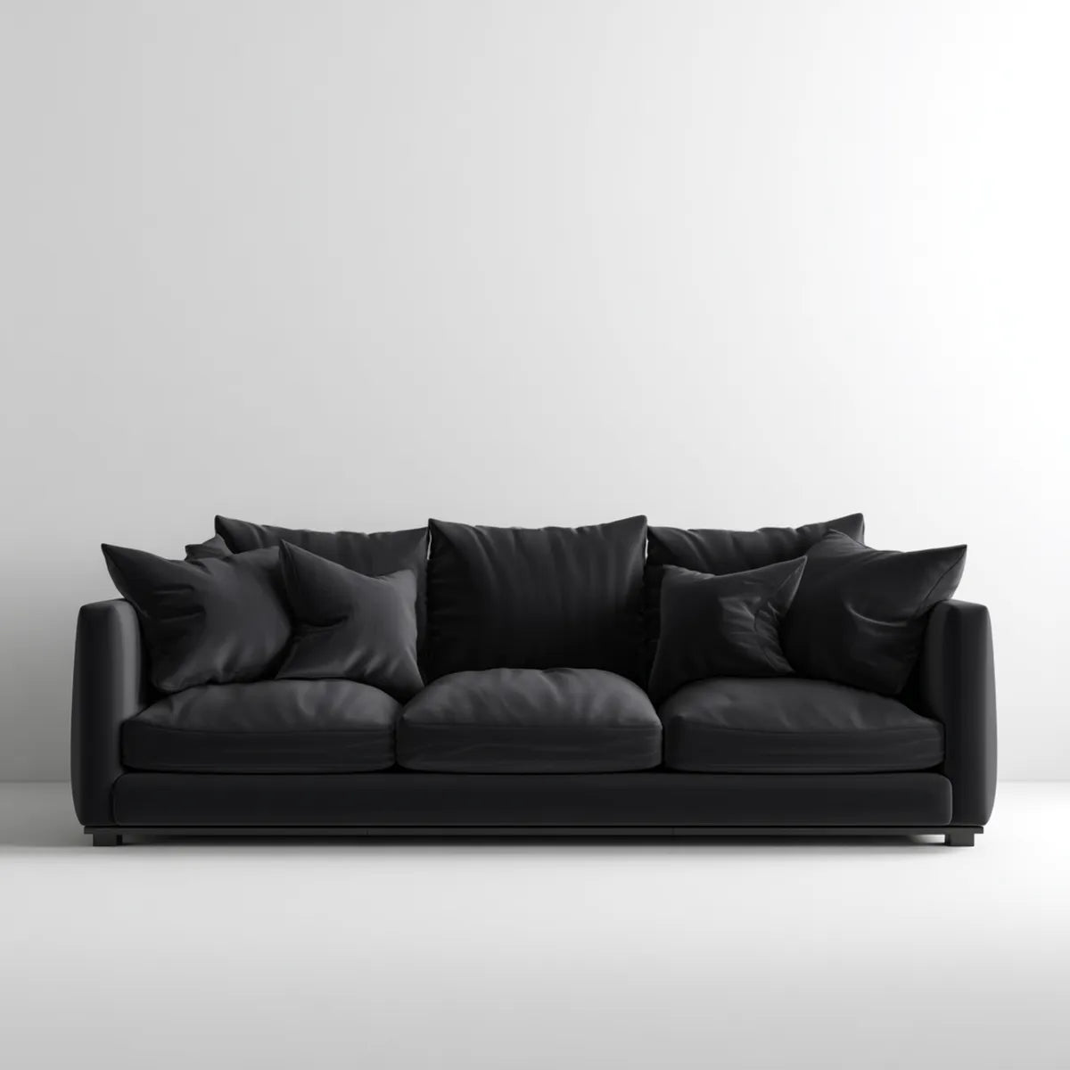 Sofa, 3- fotela czarny 230 x 95 x 85 cm PU- sztuczny prostokątna