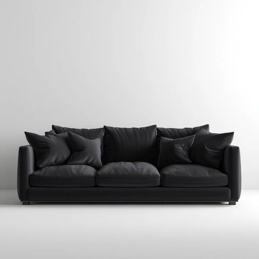 Sofa, 3- fotela czarny 230 x 95 x 85 cm PU- sztuczny prostokątna