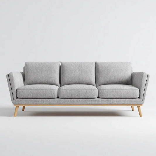 Sofa, 3-fotela fotelik sofa jasnoszary 210 x 86 x 85 cm tapicerka poliestrowa litego drewna ramka prostokątna