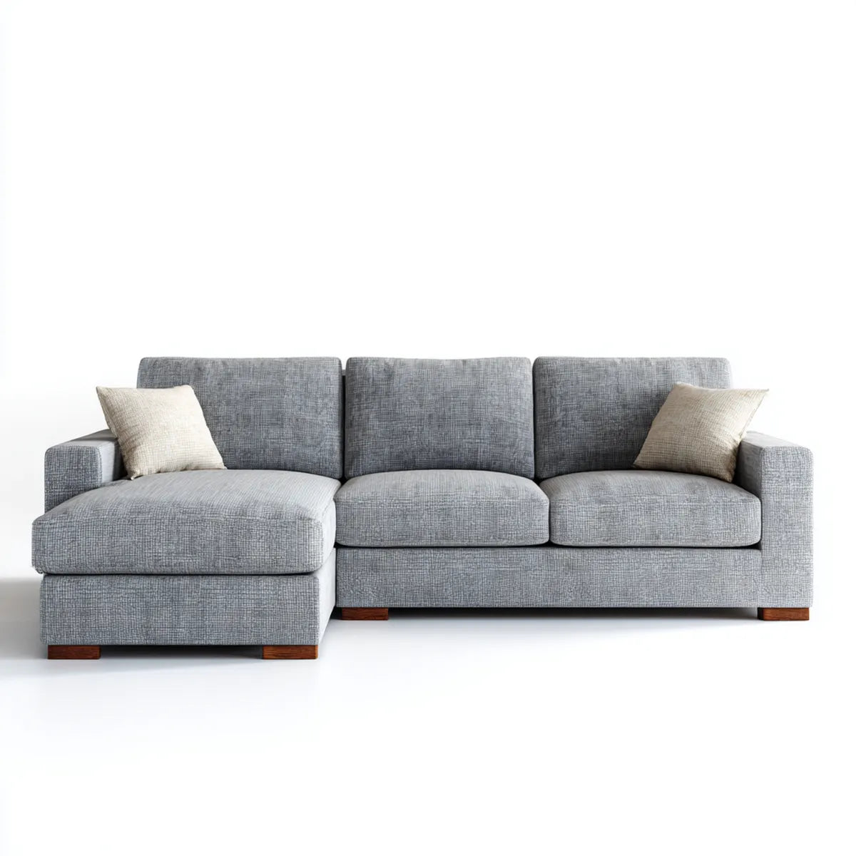 Sofa, Kanapa narożna z szezlongiem Szara 260 x 160 x 85 cm tkaniny poliestrowej